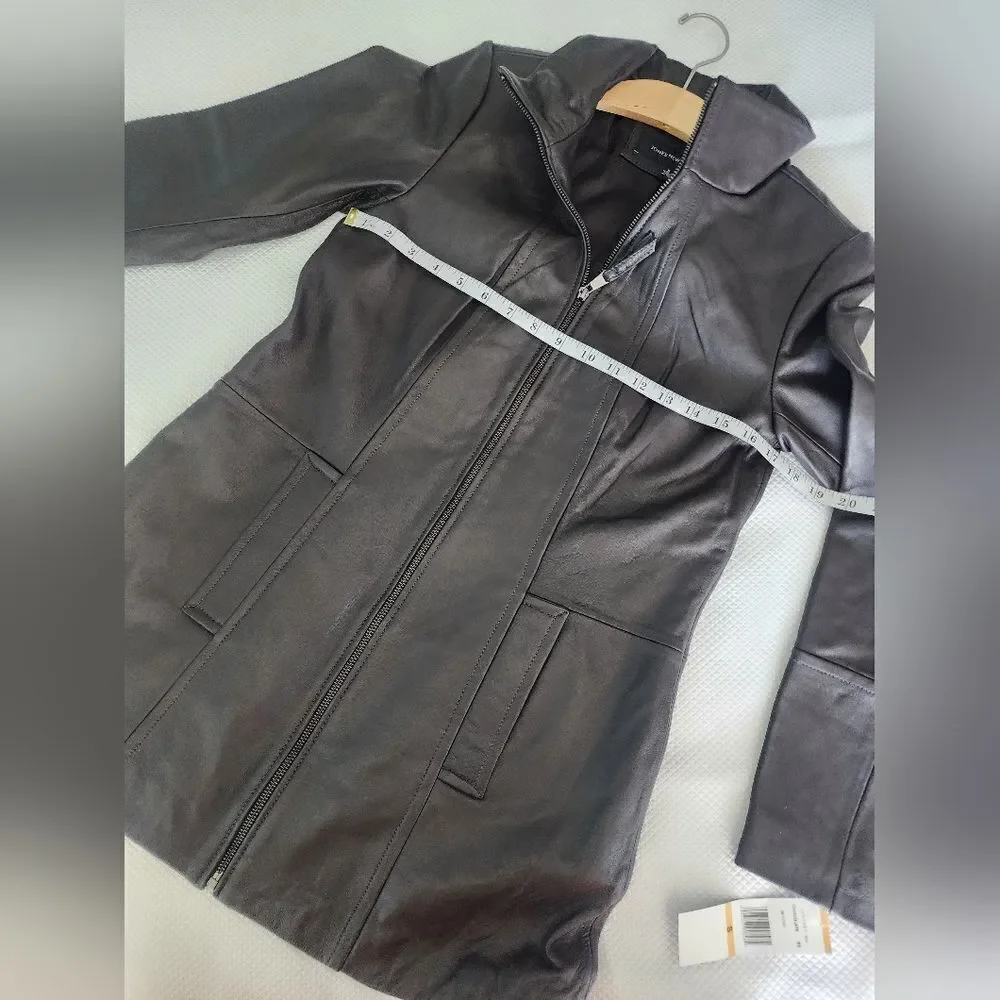 Jones New York Chocolate Leather Jacket New With Tags